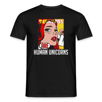 Redheads Human Unicorn Ginger Girl Red Haired - Men's T-Shirt - black - Front - AI Model Male 178 light (178cm)