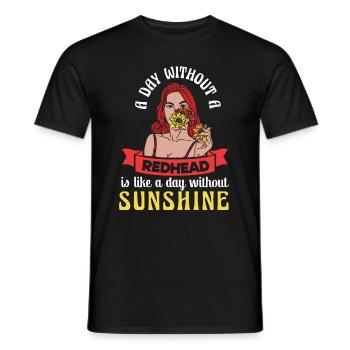 Day Without Redhead Girl Red Hair Ginger Irish - Men's T-Shirt - black - Front - AI Model Male 178 light (178cm)