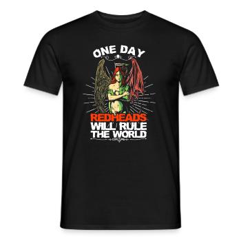 Gingers Will Rule World Redhead Angel Evil Irish - Men's T-Shirt - black - Front - AI Model Male 178 light (178cm)