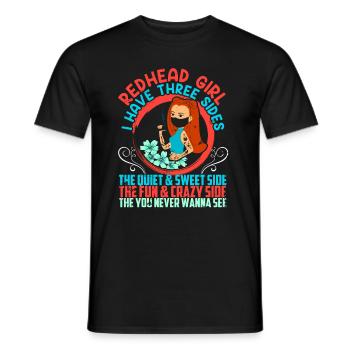 Three Sides Of Redhead Girl Ginger Red Hair - Men's T-Shirt - black - Front - AI Model Male 178 light (178cm)