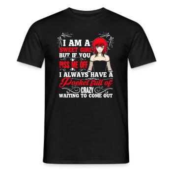 Sweet Redhead Girl Ginger Red Hair Irish - Men's T-Shirt - black - Front - AI Model Male 178 light (178cm)