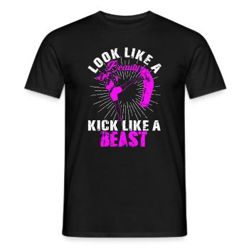 Beauty Kickboxing Beast Kickboxer Girl Fighter - Men's T-Shirt - black - Front - AI Model Male 178 light (178cm)