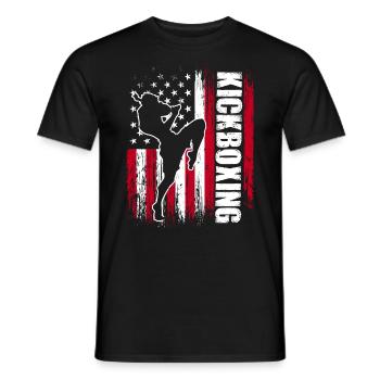 US American Flag Kickboxing Fighter Kickboxer - Men's T-Shirt - black - Front - AI Model Male 178 light (178cm)