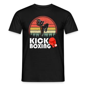 Retro Kickboxer Vintage Kickboxing Fighter MMA - Men's T-Shirt - black - Front - AI Model Male 178 light (178cm)