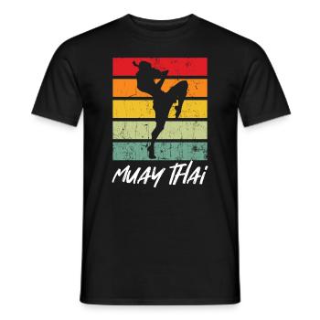 Retro Muay Thai MMA Martial Arts Thailand Boxing - Men's T-Shirt - black - Front - AI Model Male 178 light (178cm)