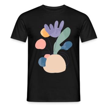Abstract Floral Composition - Modern - Men's T-Shirt - black - Front - AI Model Male 178 light (178cm)