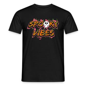 Sweet Ghosts Halloween Sayings Spooky Vibes - Men's T-Shirt - black - Front - AI Model Male 178 light (178cm)