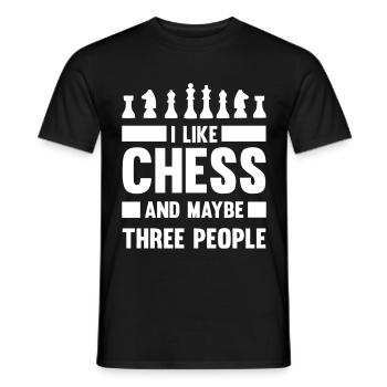 I like chess and maybe three people - Men's T-Shirt - black - Front - AI Model Male 178 light (178cm)