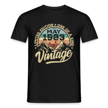 Anniversaire Vintage Mai 1983 original Mai 1983 - T-shirt homme - noir - Devant - AI Model Male 178 light (178cm)