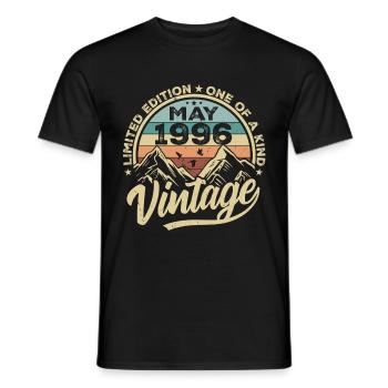 Birthday Vintage May 1996 original May 1996 - Men's T-Shirt - black - Front - AI Model Male 178 light (178cm)