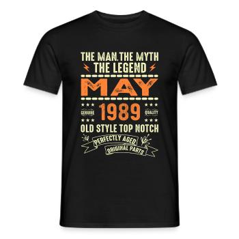 Birthday May 1989 - May 1989 - Men's T-Shirt - black - Front - AI Model Male 178 light (178cm)
