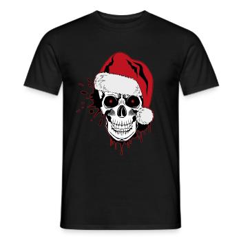skull skull christmas meme bad santa claus xmas - Men's T-Shirt - black - Front - AI Model Male 178 light (178cm)