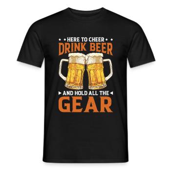 Here To Cheer Drink Beer And Hold All The Gear 2 - Männer T-Shirt - Schwarz - Vorne - AI Model Male 178 light (178cm)