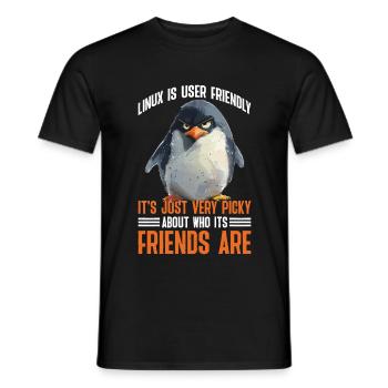 Linux Is User-Friendly Just Picky About Friends 2 - Männer T-Shirt - Schwarz - Vorne - AI Model Male 178 light (178cm)