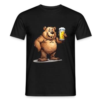 Cute Bear Drinking Beer 2 - Männer T-Shirt - Schwarz - Vorne - AI Model Male 178 light (178cm)