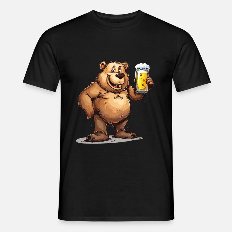 Cute Bear Drinking Beer 2 - Männer T-Shirt - Schwarz
