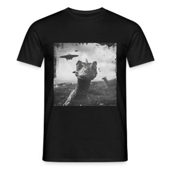 Dragon Selfie with UFO Weird 50s Photo 2 - Männer T-Shirt - Schwarz - Vorne - AI Model Male 178 light (178cm)