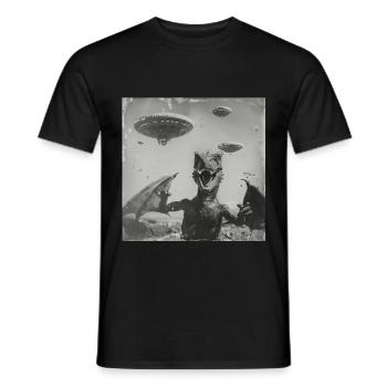 Dragon Selfie with UFO Weird 50s Photo 4 - Männer T-Shirt - Schwarz - Vorne - AI Model Male 178 light (178cm)