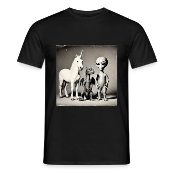 Weird Unicorn Dragon Alien Photografy - Männer T-Shirt - Schwarz - Vorne - AI Model Male 178 light (178cm)
