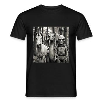 Weird Unicorn Dragon Alien Photografy 2 - Männer T-Shirt - Schwarz - Vorne - AI Model Male 178 light (178cm)