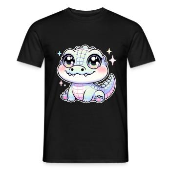 Super Cute Kawaii Baby Crocodile - Männer T-Shirt - Schwarz - Vorne - AI Model Male 178 light (178cm)