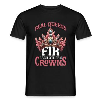 Real Queens Fix Each Other's Crowns 8 - Männer T-Shirt - Schwarz - Vorne - AI Model Male 178 light (178cm)