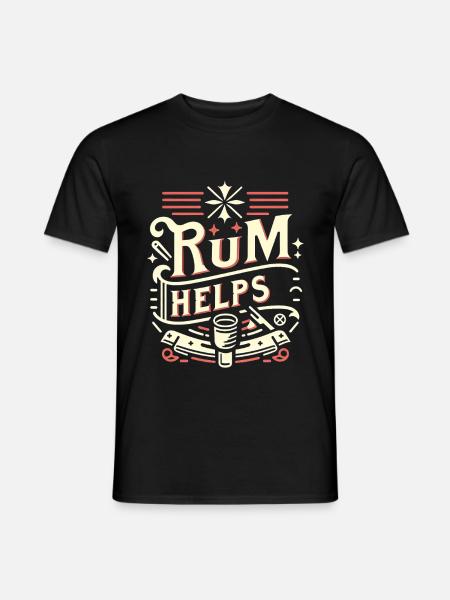 Rum Helps 11 - Männer T-Shirt - Schwarz