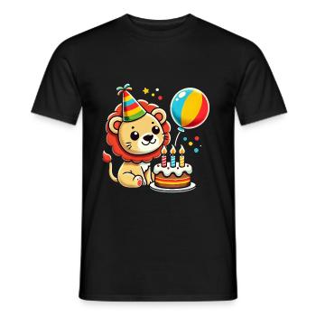 Lion Kid Celebrating Birthday - Männer T-Shirt - Schwarz - Vorne - AI Model Male 178 light (178cm)