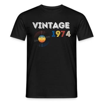 Record vintage 48 ans 1974 anniversaire - T-shirt homme - noir - Devant - AI Model Male 178 light (178cm)