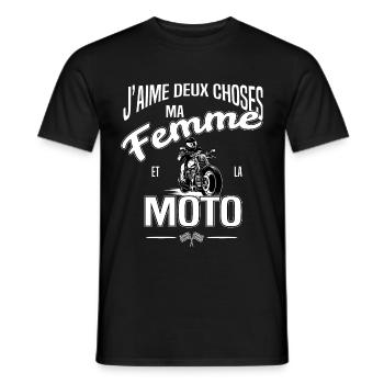 moto et femme - T-shirt homme - noir - Devant - AI Model Male 178 light (178cm)