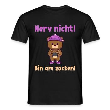 Nerv nicht bin am zocken Bär Teddybär lustig Fun - Männer T-Shirt - Schwarz - Vorne - AI Model Male 178 light (178cm)