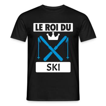 Le roi du ski Skieur Montagne Sports d'hiver Noël - T-shirt homme - noir - Devant - AI Model Male 178 light (178cm)