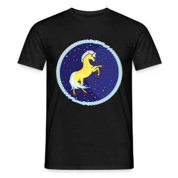 Golden unicorn in the starry sky - Men's T-Shirt - black - Front - AI Model Male 178 light (178cm)