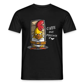 Cute but Psycho, Huhn in Zwangsjacke, Geschenkidee - Männer T-Shirt - Schwarz - Vorne - AI Model Male 178 light (178cm)