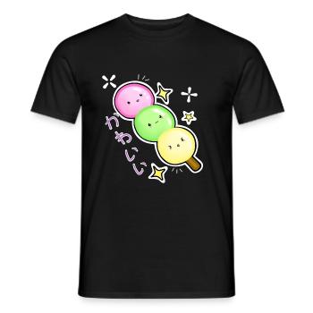Kawaii Hanami Dango rice balls in red green yellow - Men's T-Shirt - black - Front - AI Model Male 178 light (178cm)