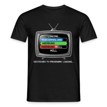 German TV Program: Loading... - Men's T-Shirt - black - Front - AI Model Male 178 light (178cm)