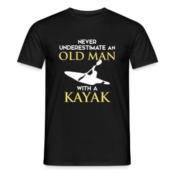 Never Understimate Old Man With Kayak - T-shirt homme - noir - Devant - AI Model Male 178 light (178cm)