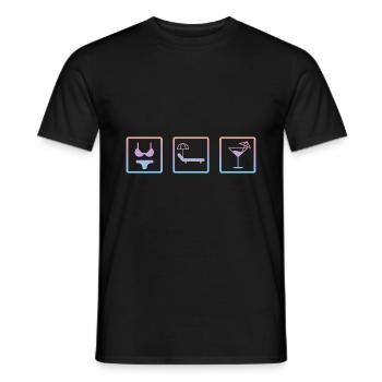 Icônes de plage Bikini soleil boisson idée cadeau - T-shirt homme - noir - Devant - AI Model Male 178 light (178cm)