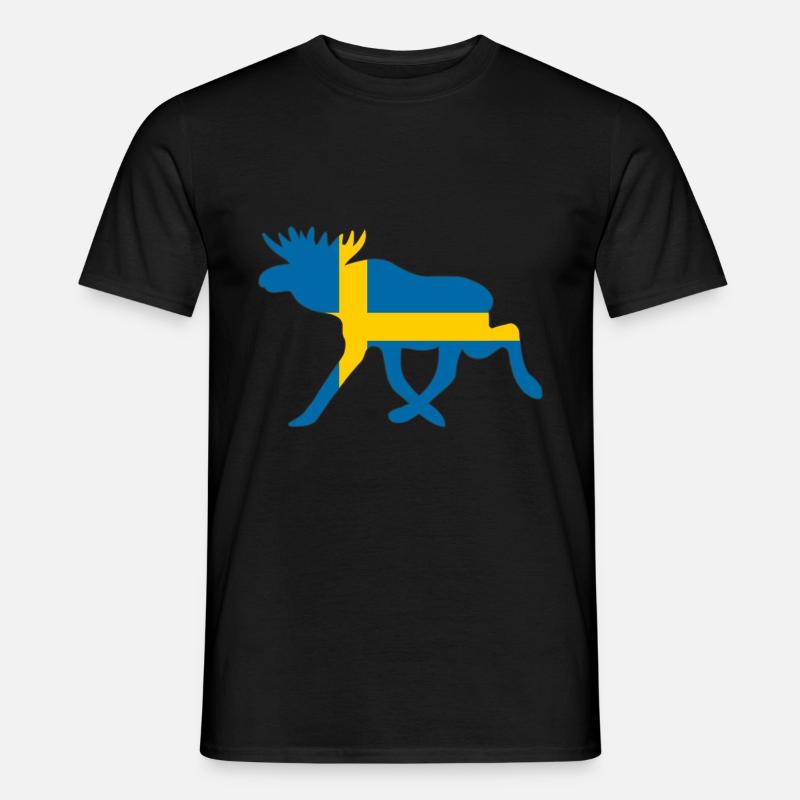 Suède / Elche Drapeau - Cadeau pour les vacances - T-shirt homme - noir