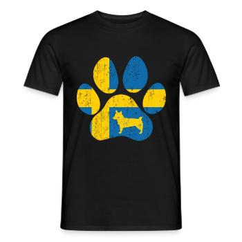 Suédois Vallhund Västgötaspets Dog Paw Flag - T-shirt homme - noir - Devant - AI Model Male 178 light (178cm)