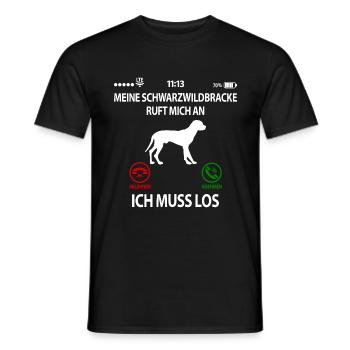 Schwarzwildbracke Slovenský Kopov ruft an Spruch - Männer T-Shirt - Schwarz - Vorne - AI Model Male 178 light (178cm)