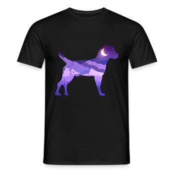 Heather Terrier Moon Mountains Silhouette Purple Vector - Men's T-Shirt - black - Front - AI Model Male 178 light (178cm)