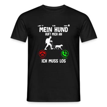 Wandern mit Hund ruft an Spruch Lustig - Männer T-Shirt - Schwarz - Vorne - AI Model Male 178 light (178cm)