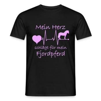 Fjordpferd Mama Herzschlag Spruch Pink - Männer T-Shirt - Schwarz - Vorne - AI Model Male 178 light (178cm)