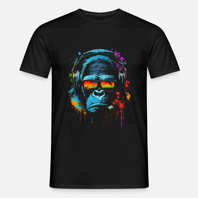 Monkey DJ Écouteurs Lunettes Soleil - T-shirt homme - noir