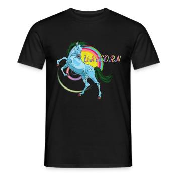 Licorne bleue, légendaire animal mythique - T-shirt homme - noir - Devant - AI Model Male 178 light (178cm)