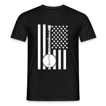Patriotische amerikanische Flagge - Banjo Musiker - Männer T-Shirt - Schwarz - Vorne - AI Model Male 178 light (178cm)
