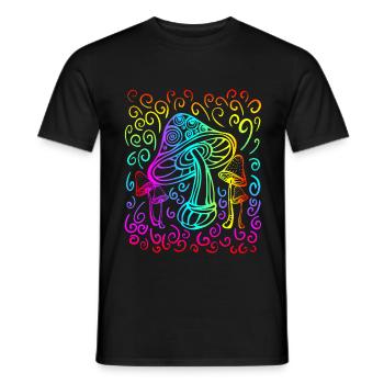 Magic Mushrooms Shirt Magic Mushrooms - Men's T-Shirt - black - Front - AI Model Male 178 light (178cm)