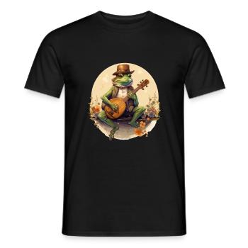 frog banjo cottagecore - Men's T-Shirt - black - Front - AI Model Male 178 light (178cm)