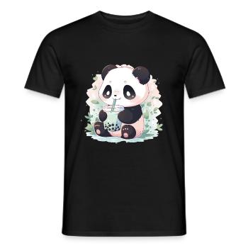 Kawaii panda bubble tea boba tea - Men's T-Shirt - black - Front - AI Model Male 178 light (178cm)